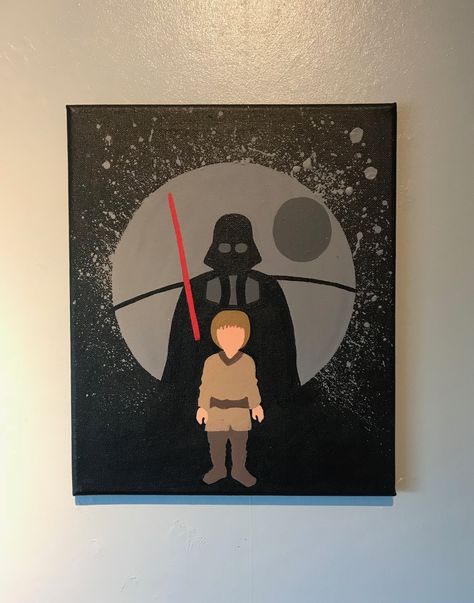 Star Wars Darth Vader canvas Star Wars Christmas Painting, Darth Vader Painting Easy, Star Wars Painting Easy Canvas, Star Wars Painting Ideas On Canvas, Vader Clone Wars, Simple Star Wars Painting, Star Wars Art Drawings Easy, Starwars Canvas Painting, Darth Vader Painting Canvases