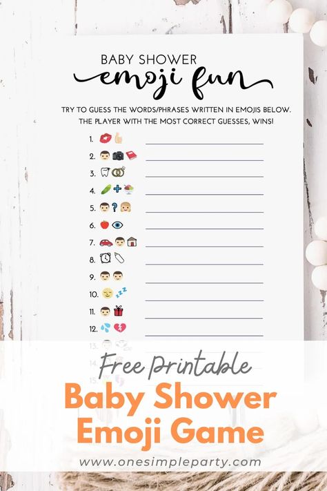 Baby Shower Emoji Game, Flower Wall Hanging Decor, Rose Flower Wall, Easy Baby Shower Games, Emoji Game, Free Printable Baby Shower Games, Free Baby Shower Games, Shower Prizes, Emoji Games