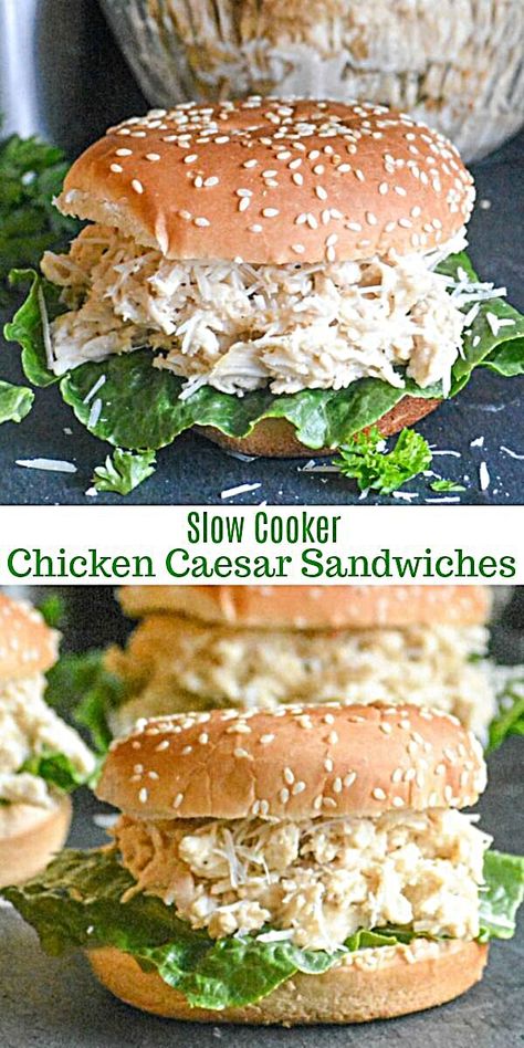 Caesar Sandwich, Chicken Caesar Sandwich, Slow Cooker Shredded Chicken, Sandwiches Recipes, Subway Sandwich, Best Sandwich Recipes, Summer Sandwiches, Chicken Caesar, Slow Cooked Meals