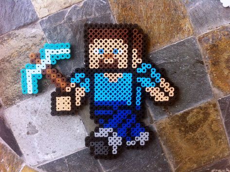 Perler Minecraft by GeneralHound.deviantart.com on @DeviantArt Perler Minecraft, Minecraft P, Minecraft Steve, Stitch Collection, Cross Stitch Collection, My Nephew, Pixel Pattern, Perler Beads Designs, Perler Patterns