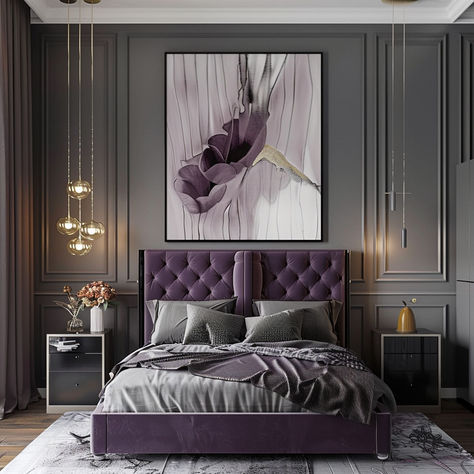 37 Glamorous Purple Decorating Ideas Aesthetic Black Bedroom, Purple And White Bedroom, Black Bedroom Decor Ideas, Amazon Bedroom Decor, Pastel Bedroom Decor, Couples Bedroom Decor Ideas, Apartment Bedroom Decor Ideas, Bedroom Decor Ideas Aesthetic, Bedroom Decor Ideas Diy