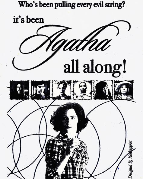 agatha all along - alternate poster 01 - #agathaallalong #agathaharkness #kathrynhahn #aubreyplaza #joelocke #billymaximoff #wiccan #pattilupone #wandamaximoff #scarletwitch #wandavision #marvel #marvelstudios #mcu #art #artist #artwork #digitalart #graphicdesign #design #procreate #posterdesign Agatha All Along Quotes, Agatha All Along Poster, Mcu Art, Emma Core, Posters Aesthetic, Agatha Harkness, Retro Posters, Tv Girl, Aubrey Plaza