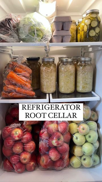 Garden Food Storage, Canning Organization Ideas, Homestead Storage, Canning Room, Root Cellars, Food Storage Rooms, New Fridge, Produce Storage, Home Canning Recipes