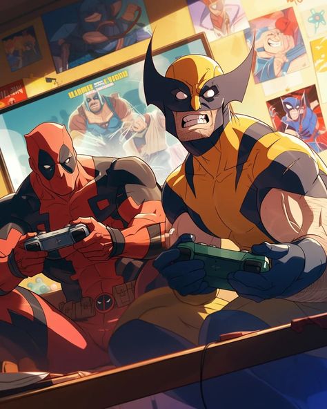 AK AI Art | 🎮🔥 Check this out, Marvel fans! 🔥🎮 Ever wondered what happens when Wolverine & Deadpool face off in a video game showdown? 🕹️👀 Prepare… | Instagram Poolverine Fan Art, Deadpool And Wolverine Fan Art, Poolverine Art, Cartoon Comic Art, Deadpool X Wolverine, Deadpool Face, Wolverine Comic Art, Cherry Flavoured, Deadpool Fan Art