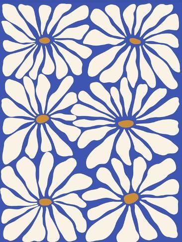 size: 12x9in Photographic Print: Sunny Floral Blue by Miho Art Studio : Spanish Pattern, Hawaii Pattern, Blue Green Art, Blue Flower Art, Blue Art Print, Blue Art Prints, Motivational Art, Blue Painting, White Wall Art