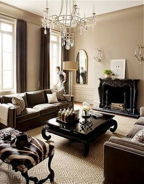 Browns, creams, blacks, glass, chrome and gold all living side by side in harmony Style Salon, French Country Living Room, Beige Living Rooms, Room Color Schemes, Country Living Room, Brown Living Room, Decor Minimalist, Living Room Colors, A Living Room