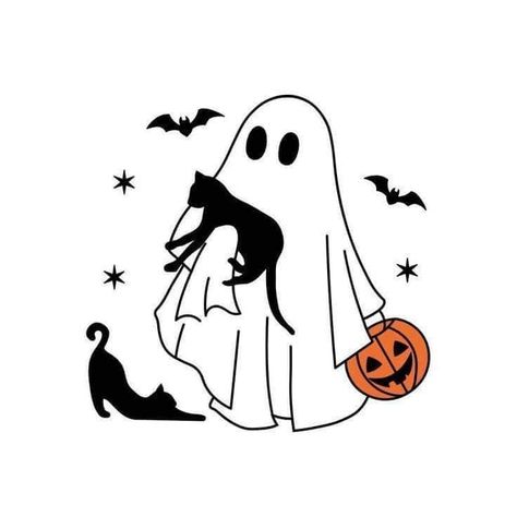 Ghost Holding Cat Tattoo, Cute Ghost Holding Pumpkin, Cats Png, Helloween Wallpaper, Pumpkin Tattoo, Cats Halloween, Halloween Wallpaper Backgrounds, Halloween Wallpaper Cute, Ghost Tattoo