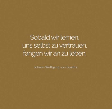 Sobald wir lernen, uns selbst zu vertrauen, fangen wir an zu leben. #sinnwelt #leben #limit #sprüche #bildsprüche #zitate #weisheiten #lebensweisheiten #gedanken #lernen #vertrauen Goethe Quotes, German Quotes, Different Quotes, Beautiful Quotes, Wise Words, Love Of My Life, Words Of Wisdom, Love Quotes, Motivational Quotes