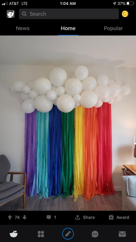 Pride Photo Backdrop, Rainbow Backdrop Ideas, Pride Celebration Ideas At Work, Pride Booth Ideas, Pride Backdrop, Rainbow Streamer Backdrop, Rainbow Photo Booth, Pride Decorations, Rainbow Themed Birthday Party