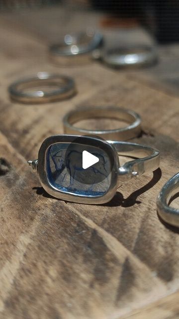 Silver Hollow Jewellery on Instagram: "Making an intaglio carved gemstone ring   🔥 Solid 925 sterling silver hand crafted from scratch  💎 Set with a carved glass intaglio gemstone with an ancient Greek depiction of a bull 🐂 🌀 Made with a spinning design to view the stone from either side when worn   #handmadering #intaglioring #silverring #silversmith #jewellery #jewellerymaking #sustainablejewellery #recycledjewellery #silverhollowjewellery #makingvideo #" Silversmith Rings, Hand Carved Ring, Silversmith Jewellery, 4 Elements, A Bull, Jewelry Techniques, August 9, Handmade Rings, Ancient Greek