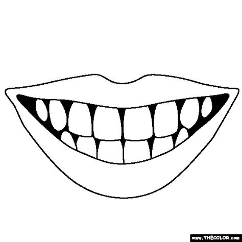 Teeth Coloring Page Mouth And Teeth Drawing, Smile With Teeth Drawing, Drawing Teeth Smiles, Teeth Coloring Page, Teeth Outline, Teeth Black And White, Brush Teeth Coloring Page, Teeth Printable, Tooth Outline