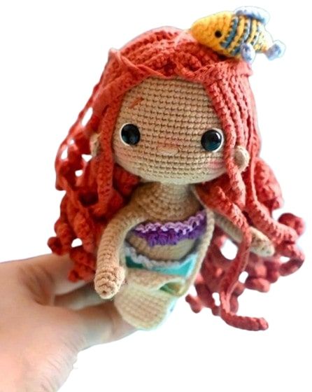 Amigurumi Little Mermaid Free Crochet Pattern - Mermaid Crochet Pattern Free, Little Mermaid Crochet, Mermaid Crochet Pattern, Mermaid Crochet, Crochet Disney, Crochet Mermaid, Mermaid Pattern, Free Amigurumi Patterns, Crochet Buttons