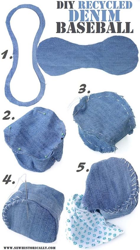 DIY Recycled Denim Baseball - Tutorial & Free Pattern - Sew Historically Jean Dog Toys Diy, Sewing Jeans Dog, Denim Snuffle Mat, Denim Dog Toys Old Jeans, Recycled Denim Projects, Denim Dog Bed, Homemade Dog Toys, Pocket Dog, Kat Diy