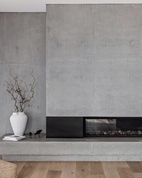 Minimal Fireplace, Modern Fireplace Ideas Living Rooms, Brutalist Furniture, Clean Interior Design, Modern Wood Burning Stoves, Contemporary Fireplace Designs, Concrete Fireplace, Brutalist Design, Contemporary Fireplace