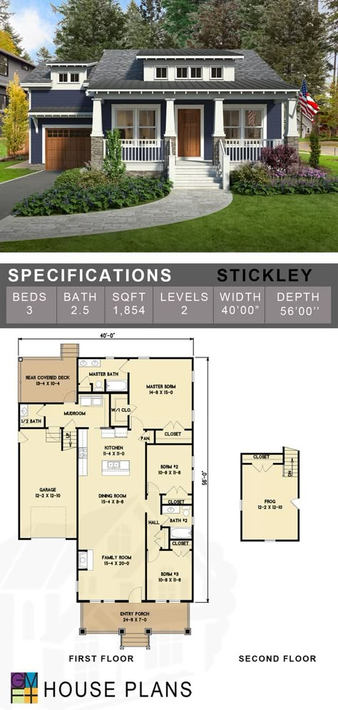 Colored Rendering of Stickley Model Arts And Crafts Bungalow, 3d Floor Plans, Cottage Coastal, High Windows, Sims 4 House Plans, Suburban House, Sims 4 House Design, Sims House Plans, Sims House Design