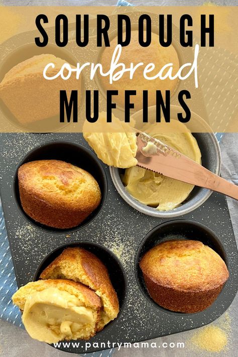 Sourdough Discard Cornbread Muffins, Sourdough Corn Muffins, Sourdough Cornbread Muffins, Sourdough Bran Muffins, Sourdough Thanksgiving Recipes, Sourdough Discard Recipes Muffins, Sourdough Discard Cornbread, Bread Sheeran, Sourdough Cornbread Recipe