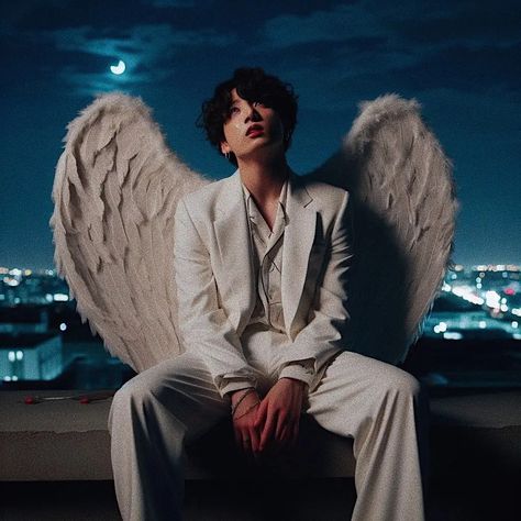 Jungkook Angel, Angel Jungkook, Korean Drama Romance, Anime Drawing Books, Vkook Fanart, Jungkook Fanart, Blood Sweat And Tears, Jeon Jungkook Photoshoot, Bts Funny Moments