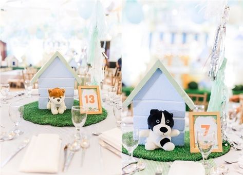 Dog Party Table Decor, Dog Party Centerpiece, Puppy Party Table Centerpieces, Puppy Themed Birthday Party Centerpiece, Puppy Party Centerpieces, Puppy Party Table Decor, Dog Theme Centerpieces, Dog Party Centerpiece Ideas, Dog Centerpiece Ideas