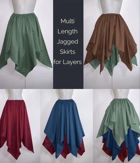 Jagged Skirt, Skirt Mid Length, Ren Faire Outfits, Ren Faire Costume, Fair Outfits, Fest Outfits, Fairy Skirt, Fairy Costume, Layered Skirt