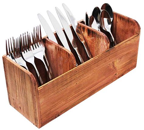 Wooden Cutlery Holder, Wooden Utensil Holder, Torched Wood, Torch Wood, Wood Kitchen Utensils, Store Shelves Design, Kitchen World, Wooden Tableware, Compartment Organizer