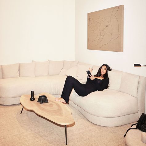 Kim Kardashian Living Room, Kim Kardashian House, Kim Kardashian Home, Kim House, Lounge Dresses, Kardashian Home, Long Midi, Slip Dresses, Minimalist Room