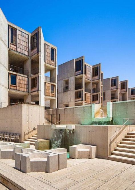 Luis Kahn, Louis Khan, Salk Institute, Water Architecture, Moody Aesthetic, Louis Kahn, La Jolla California, Concrete Architecture, Architecture History