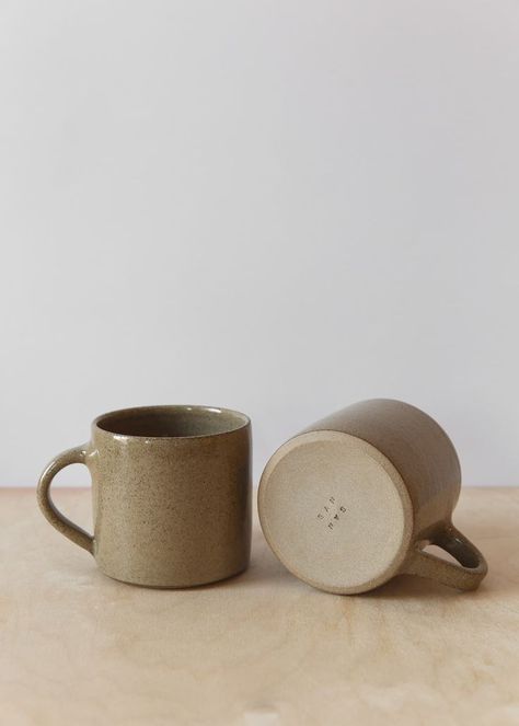 Hand Thrown Mug, Ceramic Cup And Saucer, Hand Thrown Mugs, Mug Shapes Pottery, Neutral Ceramics, Earthy Mugs, Ceramic Photoshoot, Mug Shapes, Matcha Kit