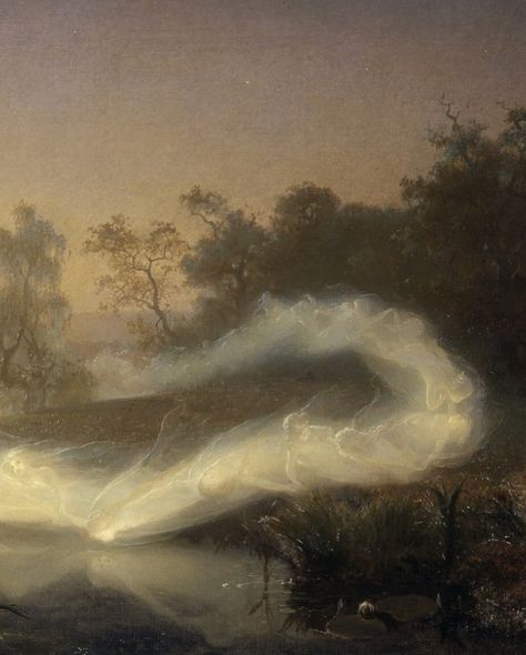 (Details) August Malmström (1829-1901) “Dancing Fairies” 1866 #paintingsdaily August Malmström, Rolled Magazine Art, Dancing Fairies, Foggy Lake, Dance Paintings, Moon Wall Art, Night Landscape, Healing Arts, Landscape Artist