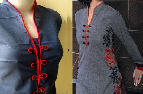 30 Different Types of Salwar Neck Designs with Pictures Sewing Skirts For Beginners, Collar Kurti Design, Collar Kurti, डिजाइनर कपड़े, Kurti Pattern, Salwar Neck Designs, Stand Collar Dress, Dresses By Pattern, Kurti Patterns