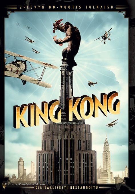 High resolution Finnish dvd cover image for King Kong King Kong Movie Poster, King Kong Poster, King Kong Movie, King Kong 1933, Empire Wallpaper, Godzilla Art, Posters Amazon, Old Movie Poster, Cartoons Movies