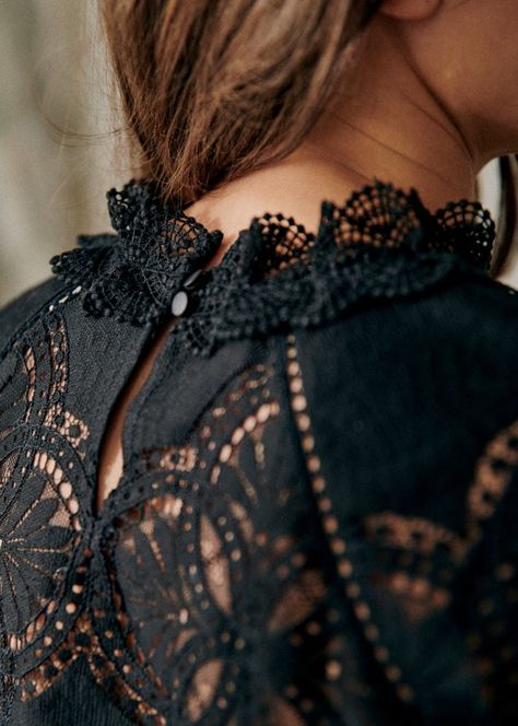 Tops: T-shirts, blouses & shirts| Women's Fashion | Sézane Couture Techniques, Lifestyle Dresses, Black Lace Shirt, 2024 Style, Cookie Cups, Style Edit, Winter Outfit Inspiration, Stylish Work Outfits, Boho Fall