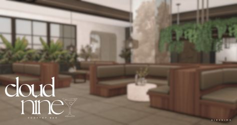 airesims.: ⋒ Cloud Nine Rooftop Bar ⋒ Cloud Nine Rooftop Bar... Sims 4 Restaurant, Build Mode Cc, Luxurious Bar, Sims 4 Room, Luxe Kitchen, Sims Finds, The Sims 4 Lots, San Myshuno, Sims 4 Lots