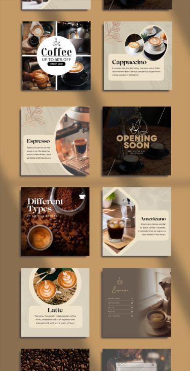 Canva Coffee & Tea Instagram Post Templates | Food Canva Templates | Instagram Templates😍 instagram post design Instagram Graphic Design, Coffee Shop Business, Social Media Branding Design, Coffee Instagram, Coffee Shop Aesthetic, Instagram Template Design, Business Website Design, Best Coffee Shop, Instagram Graphic