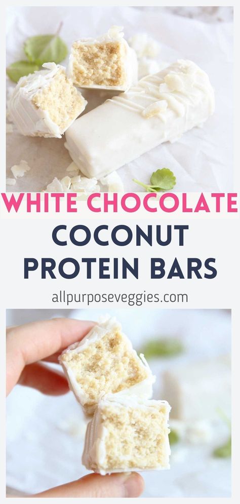 Just 7 ingredients are all you need to make your own White Chocolate Coconut Protein Bars at home. These easy vegan Bars are the perfect dessert & snack, and you’ll be amazed by how delicious and easy they are to make. #proteinbars #proteinsnacks #nutritionbars #energybars #coconuttreats Coconut Flour Protein Bar, Protein Bar Recipes With Protein Powder, Coconut Protein Bar, Home Made Protein Bars, Protein Bars Recipe, Bars At Home, Homemade Protein Bars, Comeback Jokes, Wife Duties