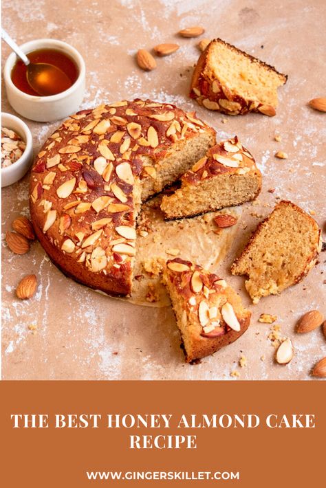 Honey Almond Cake Recipe, Honey And Almond Cake, Almond Flour Honey Cake, Healthy Honey Cake, Almond Tea Cake, Healthy Almond Cake, Almond Honey Cake, Almond Cake Recipe Easy, Easy Almond Cake