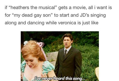 This would be great but sadly heather the musical was based off a movie Heathers Off Broadway, Ms Fleming Heathers Musical, Heathers Movie Vs Musical, Heathers Funny, Heathers The Musical 2022, Hairspray The Musical, Heathers Meme Musical, Musical Theatre Humor, Heathers Movie