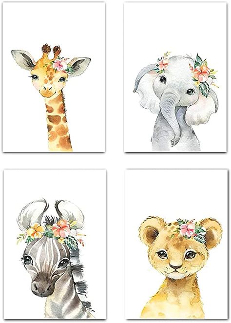 Safari Nursery Wall Decor, Safari Wall Decor, Baby Safari Nursery, Elephant Decoration, Animal Wall Art Prints, Baby Watercolor, Jungle Animals Nursery, Safari Baby Animals, Safari Nursery Prints