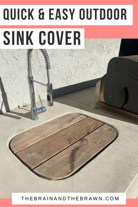 Sink Cover Diy, Sink Cover Ideas, Diy Sink Cover, Outdoor Kitchen Simple, Backyard Outdoor Kitchen, Kitchen Sink Cover, Undercounter Sink, Camping Sink, Simple Outdoor Kitchen