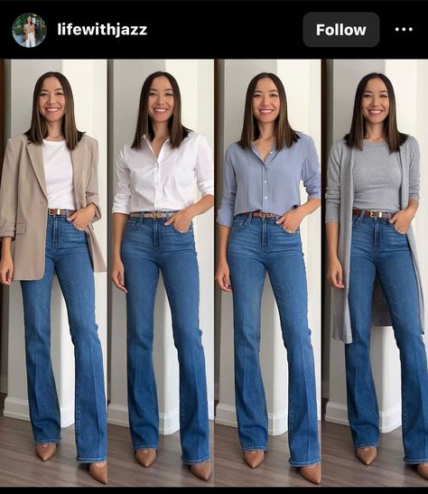 Casual Business Jeans Outfit, Jeans For Office Outfit, Smart Casual Jeans Outfit Women, Jeans For The Office, Ways To Style Jeans, How To Wear Jeans To Work, Smart Casual Work Outfit Women, Styling Jeans, Business Casual Jeans