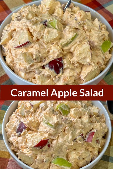 Caramel Apple Salad Paleo Granola Recipe, Taffy Apple Salad, Marshmallow Salad, Pudding And Cool Whip, Caramel Apple Salad, Caramel Apple Desserts, Snicker Apple Salad, Ambrosia Recipe, Taffy Apple