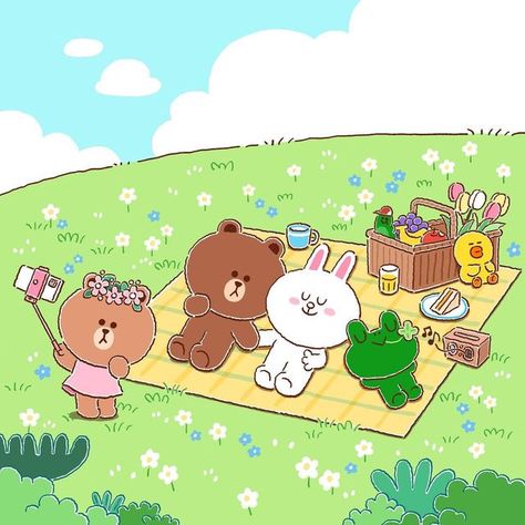 Cute Picnic Illustration, Picnic Illustration, Character Branding, Kawaii Theme, Children's Book Layout, Hug Illustration, Story Drawing, Spring Illustration, Friends Illustration