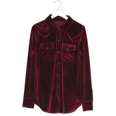 Retro Burgundy Velvet Shirt ($168) ❤ liked on Polyvore featuring tops, burgundy, burgundy shirt, shirt top, velvet shirt, retro shirts and burgundy top Red Velvet Shirt, Red Velvet Top, Velvet Shirt Dress, Genuine People, Burgundy Shirt, Burgundy Top, Velvet Shirt, Retro Tops, Burgundy Velvet