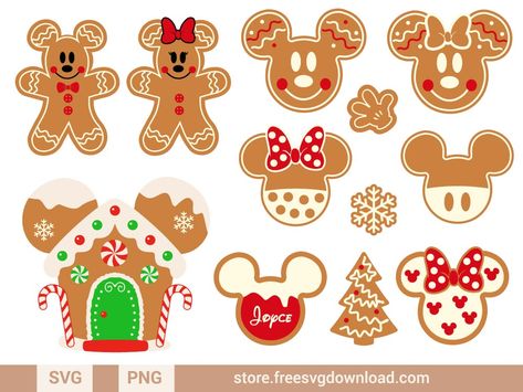 Mickey Mouse Gingerbread, Gingerbread Svg, Nightmare Before Christmas Pumpkin, Paw Patrol Christmas, Mickey Christmas, Mickey Mouse Christmas, Disney Holiday, Disney Diy, Easter Svg