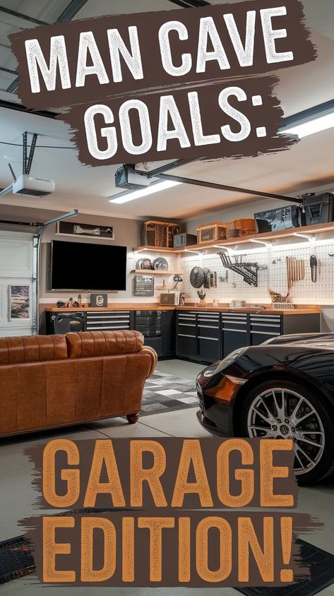 Dreaming of an Ultimate Garage? Explore Garage Man Cave Ideas that redefine cool. From sleek Garage Design Interior layouts to adding a cozy Garage Loft, your space can become a true retreat. Whether it a classic Man Garage or bold Big Garage Interior, find endless inspiration here! #gg #homedesigninsider #2cargaragemancaveideas 2 Car Garage Interior Ideas, Large Garage Interior, 2 Car Garage Workshop Layout, 2 Car Garage Man Cave Ideas, Corvette Garage Ideas, Interior Garage Wall Ideas, Industrial Garage Ideas, Fun Garage Ideas, Mens Garage Ideas