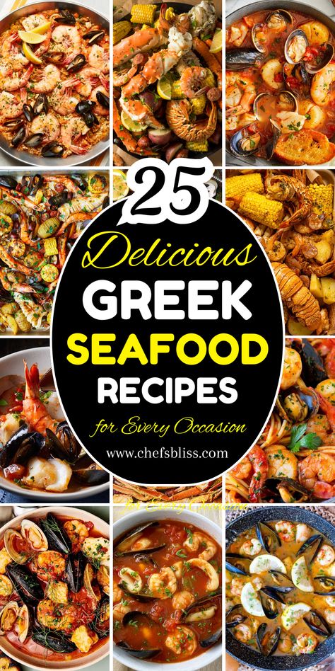 Greek seafood dishes are a celebration of fresh ingredients, bold Mediterranean flavors, and simple yet delicious cooking techniques. From grilled fish and seafood stews to lemony shrimp and garlic-infused octopus, this collection of 25+ Greek seafood recipes will help you bring the taste of the Aegean to your table. Greek Seafood, Easy Greek Recipes, Greek Recipes Easy, Grilled Sardines, Mediterranean Flavors, Canned Seafood, Baked Fish Recipes, Seafood Entrees, Seafood Stew