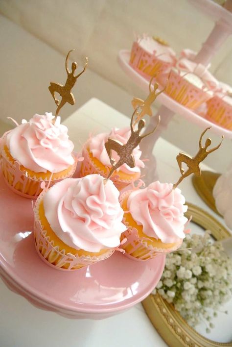 Ballerina themed birthday party via Kara's Party Ideas KarasPartyIdeas.com #ballerinaparty #balletparty #pinkballerina Cake, decor, supplies, desserts, banners, printables, and more! (10) Ballerina Cupcakes, Ballet Birthday Party, Ballerina Baby Showers, Ballet Birthday, Ballet Party, Ballerina Cakes, Ballerina Birthday Parties, Ballerina Party, Ballerina Birthday