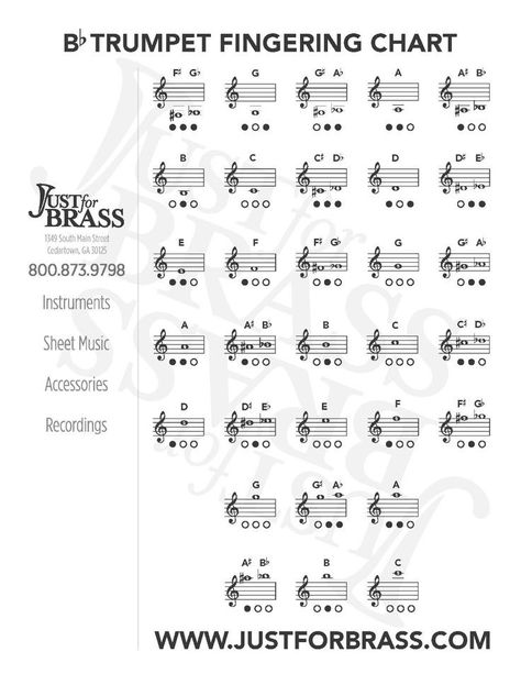 Trumpet Notes, Trumpet Fingering Chart, Play Trumpet, Trumpet Instrument, Trumpet Sheet Music, Trumpet Music, Brass Instrument, Voice Lesson, Brass Instruments