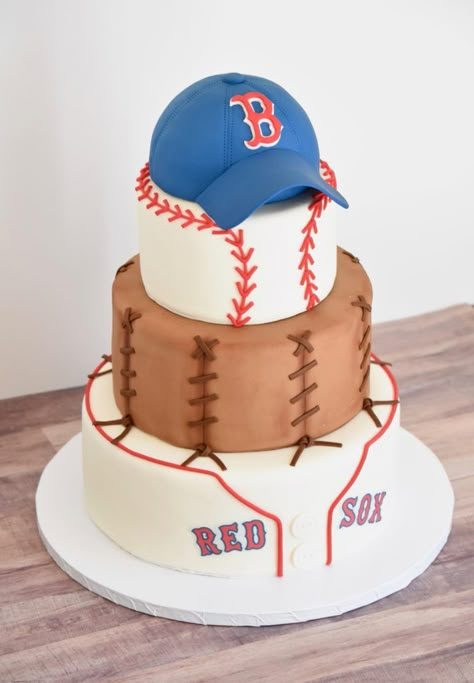 Red Sox Cake, Baseball Theme Cakes, Baseball Theme Birthday Party, Baseball Birthday Cakes, Sports Cakes, Baseball Theme Birthday, Baseball First Birthday, Baseball Cake, Baseball Theme Party