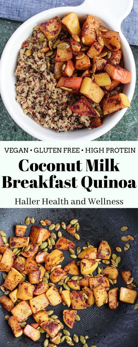 Quinoa Breakfast Bowl Healthy, Coconut Milk Breakfast, Plant Based Protein Recipes, Healthy Protein Breakfast, Quinoa Recipes Breakfast, Coconut Quinoa, Breakfast Quinoa, Quinoa Breakfast Bowl, Vegan Quinoa