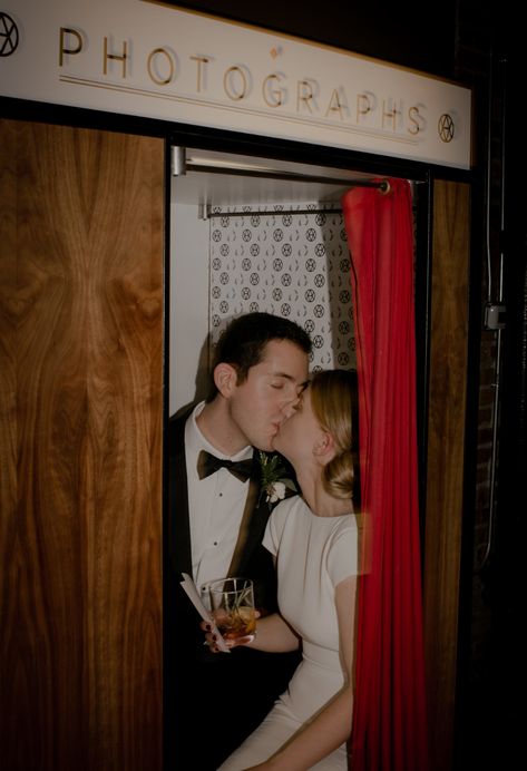 Ovation Chicago Wedding, Industrial Wedding Aesthetic, Vintage Photobooth Wedding, Vintage Photo Booth Wedding, 40s Wedding Theme, London Engagement Photos, Engement Photos, Photo Booth At Wedding, Sally Mcqueen